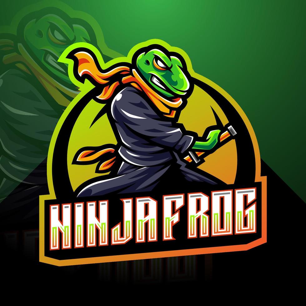 logotyp för maskot för ninja frog esport vektor