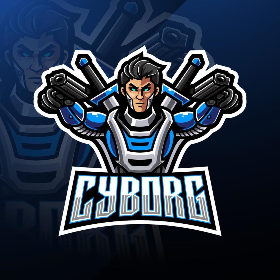 cyborg esport maskot logo design vektor