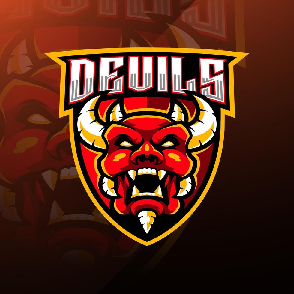 Devil Head Esport Maskottchen Logo-Design vektor