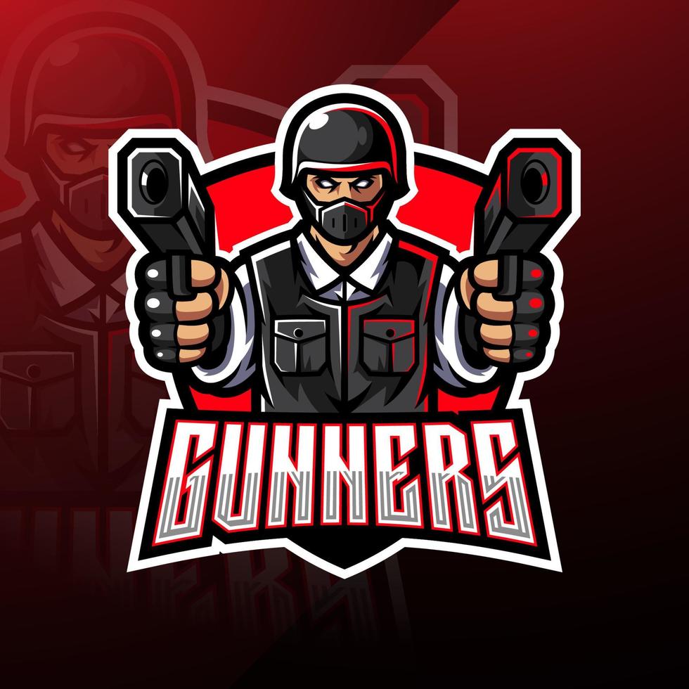 Gunner Esport Maskottchen Logo-Design logo vektor