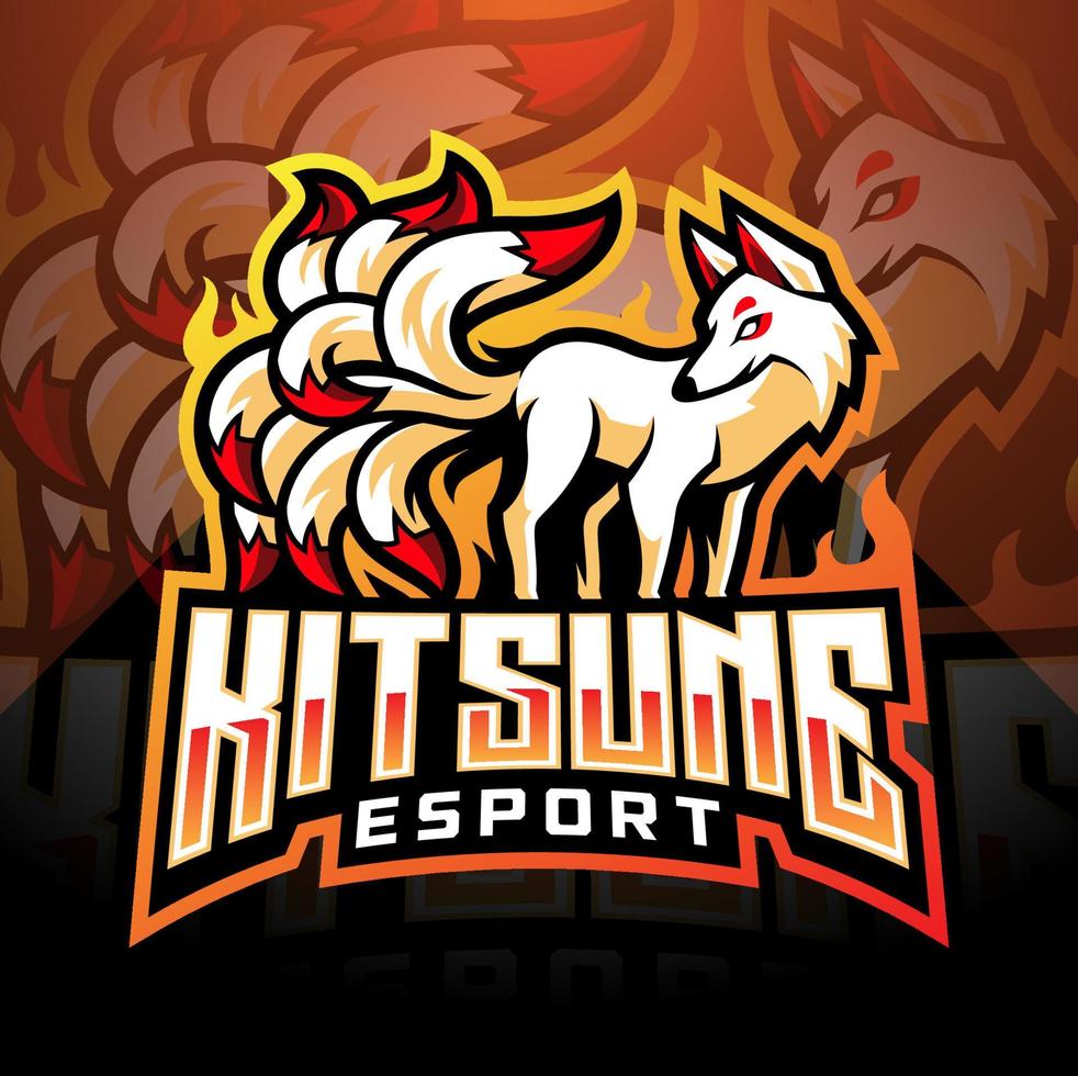 kitsune esport maskottchen logo design vektor