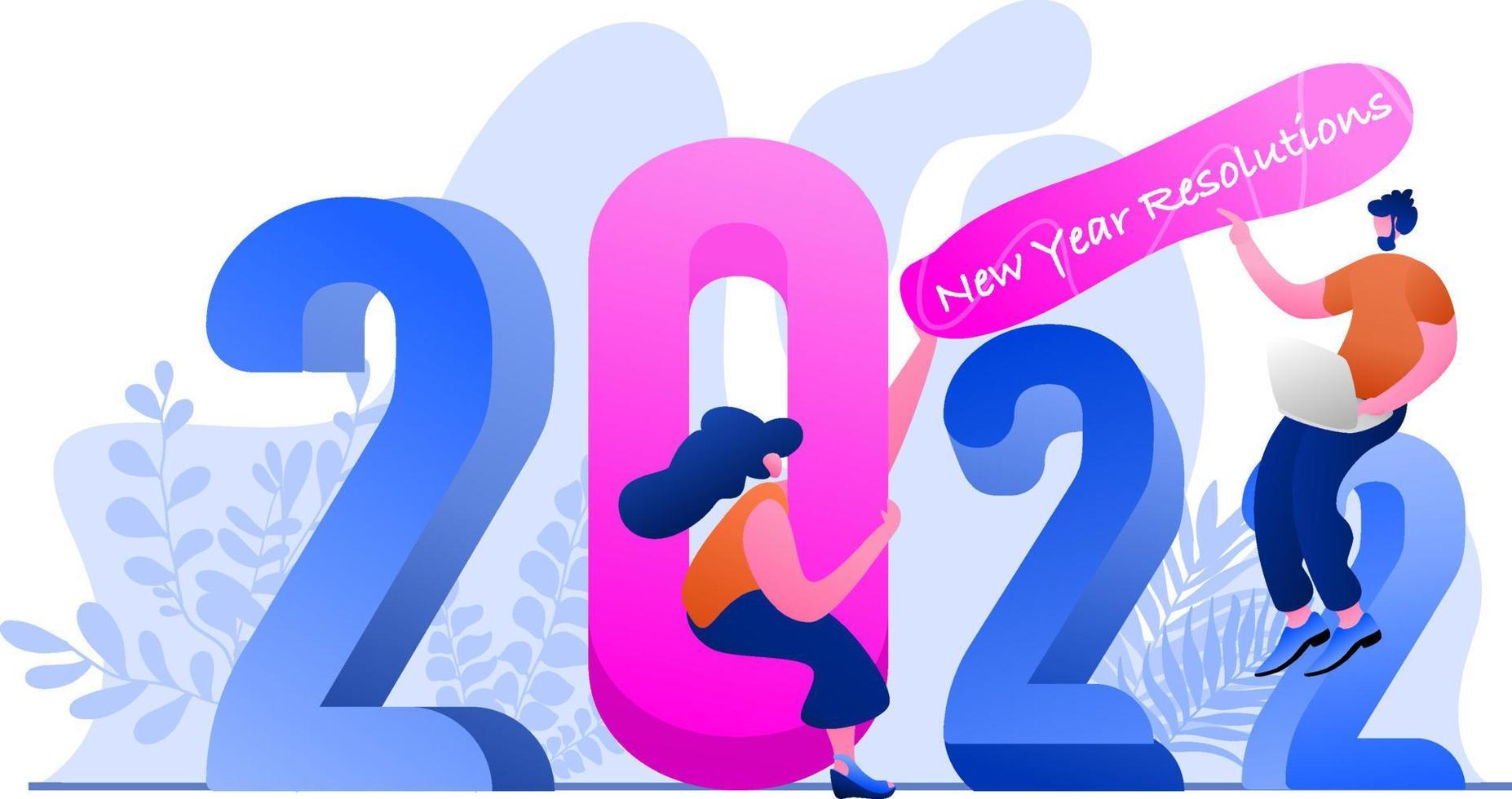 Neujahr 2022 Auflösung perfekt für Landing Pages, Vorlagen, Benutzeroberfläche, Web, mobile App, Poster, Banner, Flyer, Entwicklung vektor
