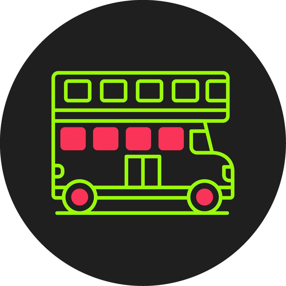 dubbel- buss glyf cirkel ikon vektor