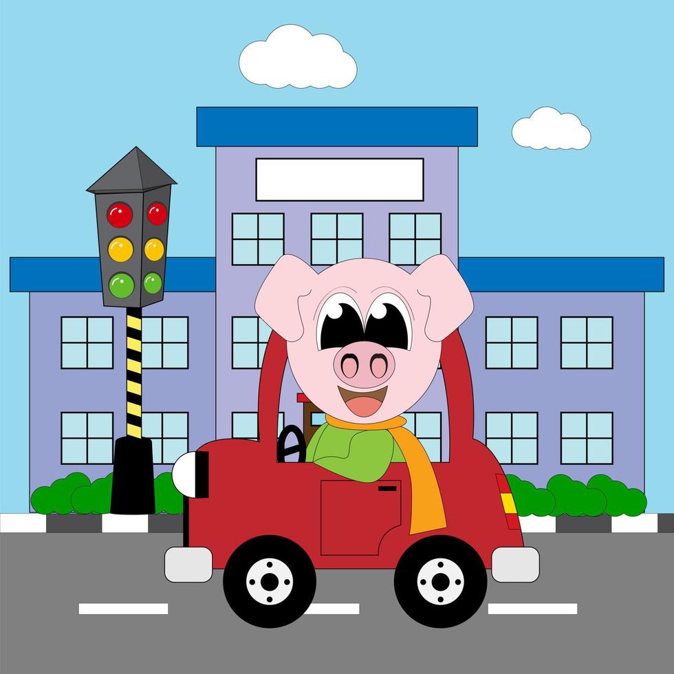 söt gris djur tecknad illustration vektor