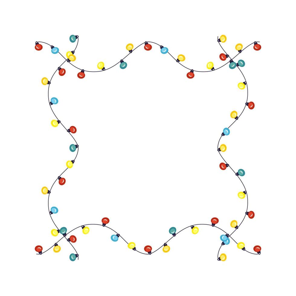 Rahmen mit festlichen Weihnachtsgirlanden und Glühbirnen. Grenze für Silvester und Winterferien vektor