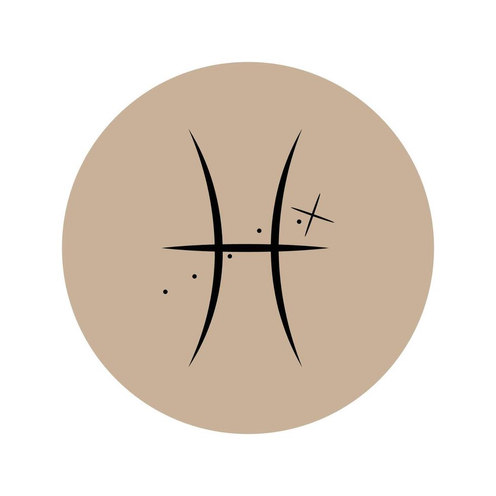 de zodiaken tecken är fiskarna. vektor ikon i en beige grunge cirkel.