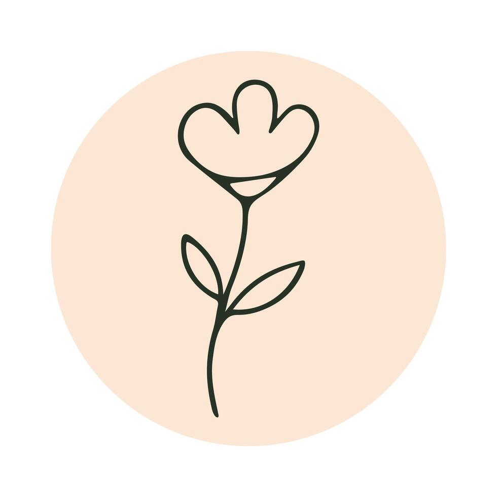 ikoner av växter, blommor, grenar i grunge cirklar vektor