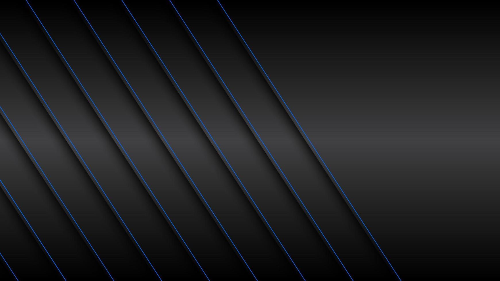 schwarzer und blauer Materialdesignhintergrund mit blauen diagonalen Linien, moderne abstrakte Widescreen-Vektorillustration vektor
