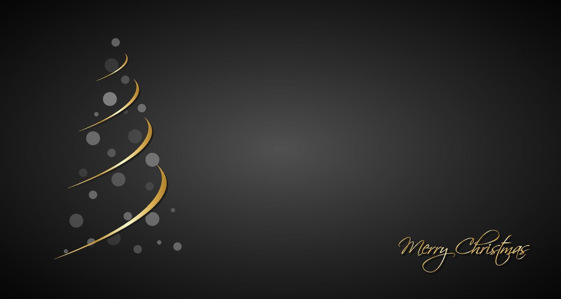moderner einfacher goldener Weihnachtshintergrund mit Weihnachtskugel. Feiertagsgrußkarte mit Frohe Weihnachten-Zeichen vektor