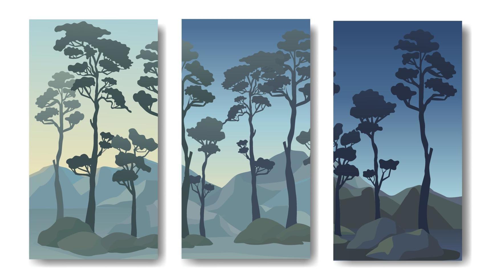 landskap illustration set, vektor banners set med polygonal landskap illustration,