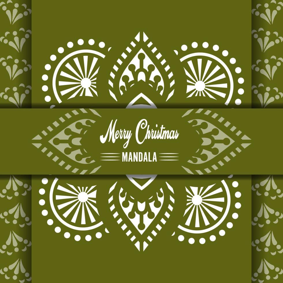 Frohe Weihnachten-Mandala-Hintergrund mit dekorativen Grüßen und abstraktem Design des guten Rutsch ins Neue Jahr vektor