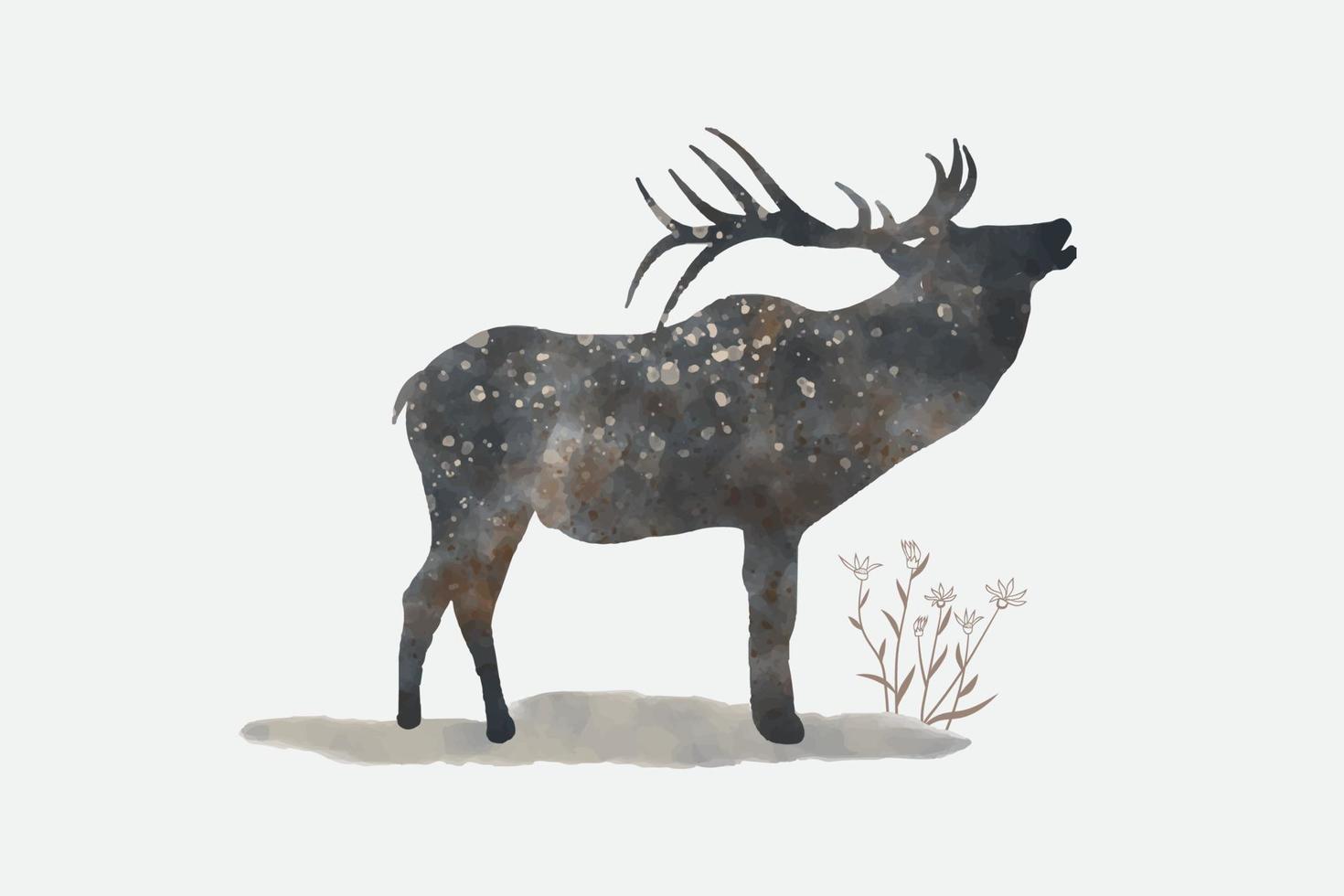 Aquarell Hirsch Illustration, isolierte Handzeichnung des Waldtieres vektor