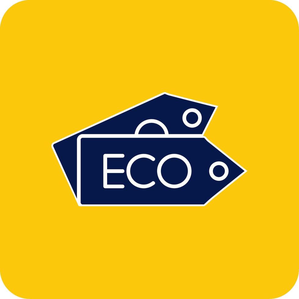 eco märka glyf fyrkant två Färg ikon vektor
