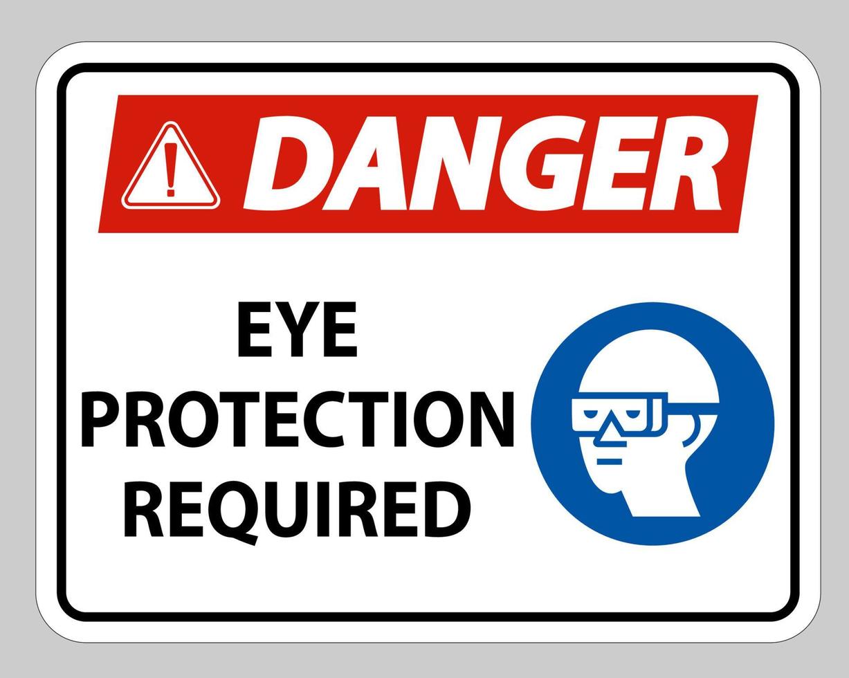 Warnschild Augenschutz auf weißem Hintergrund erforderlich vektor