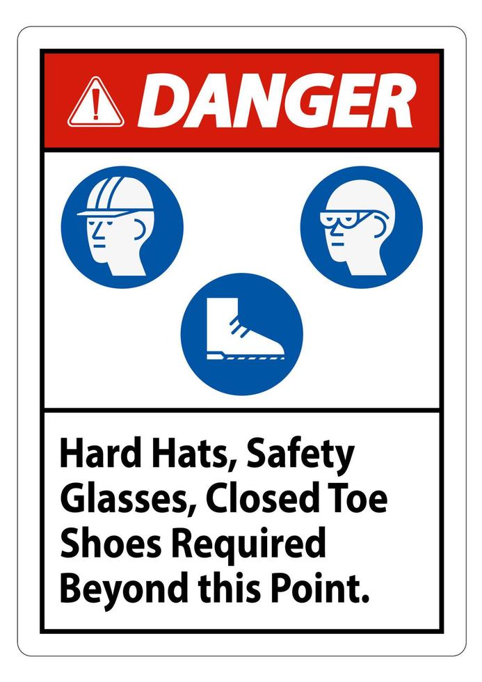 Warnschild Schutzhelme, Schutzbrille, geschlossene Schuhe ab diesem Punkt erforderlich vektor