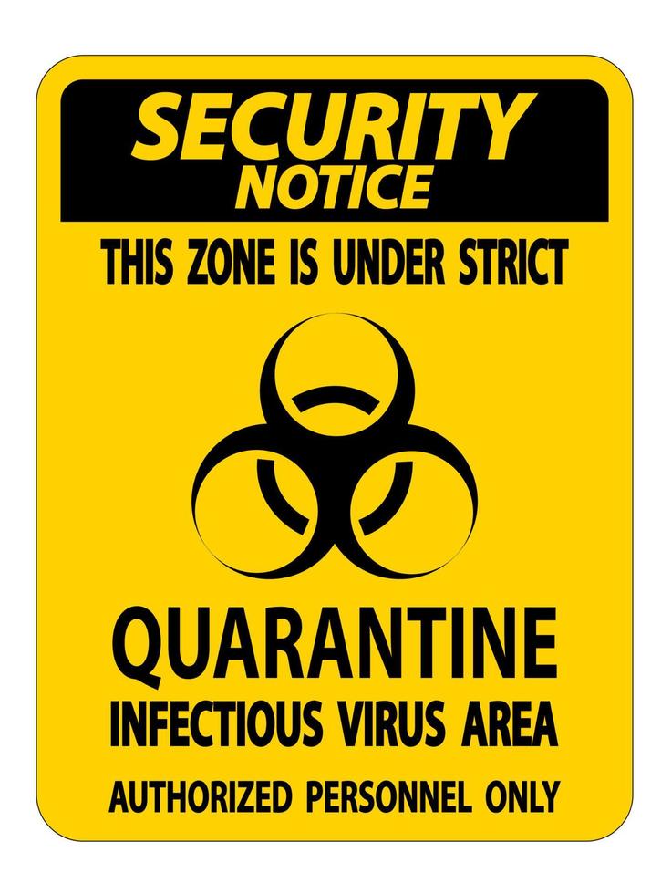 Sicherheitshinweis Quarantäne infektiöses Virus Bereich Zeichen auf weißem Hintergrund isolieren, Vektor-Illustration eps.10 vektor