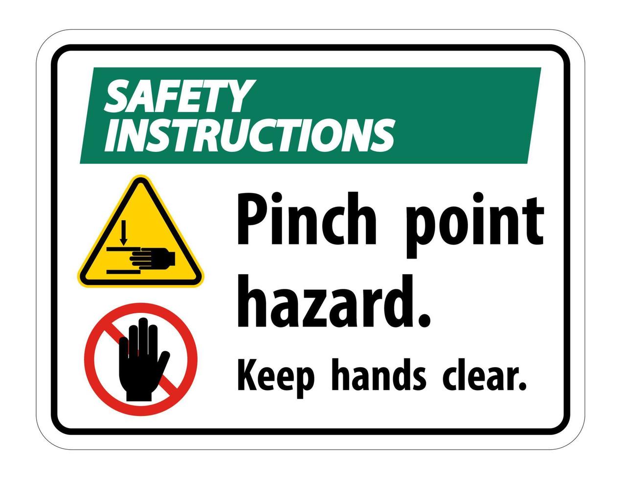 säkerhetsinstruktioner kläm punkt fara, hålla händerna tydliga symbol tecken isolera på vit bakgrund, vektorillustration vektor
