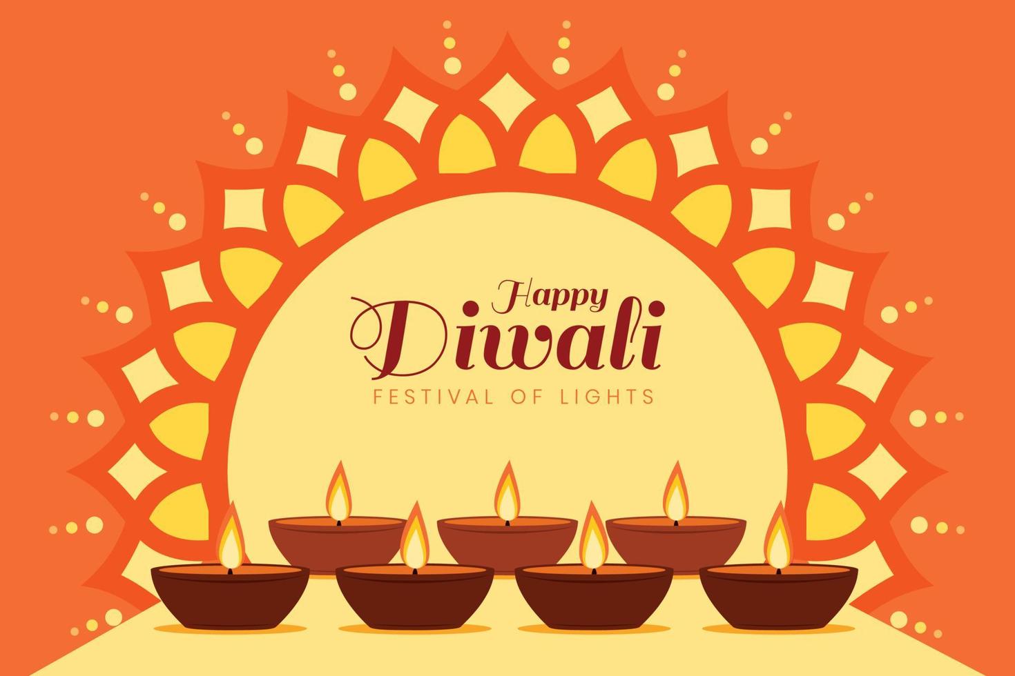 tapet av diwali festival med diya av ljus. vektor