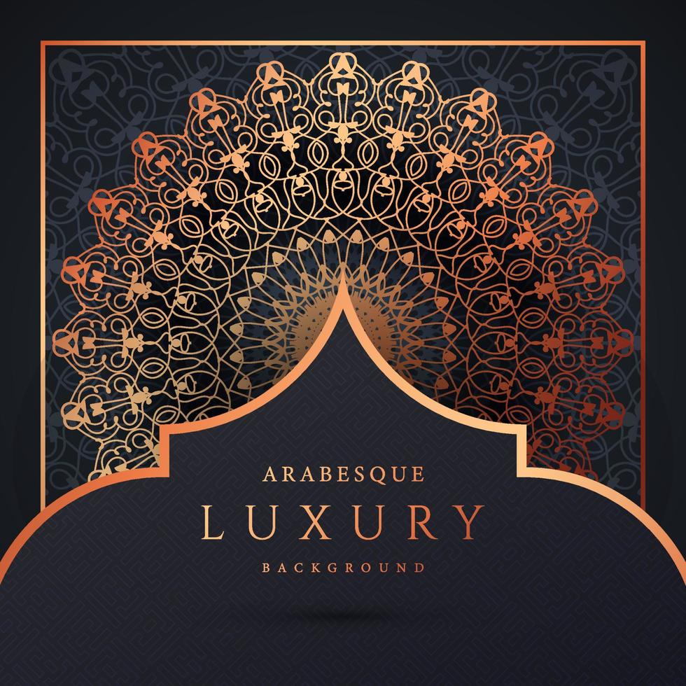 Luxus-Mandala-Hintergrund mit goldener Arabeskenmuster-Goldfarbe. Ornament elegante Einladung Hochzeitskarte, einladen, Arabeskenmuster, islamisch, Hintergrund Cover Banner Illustration Vektordesign vektor