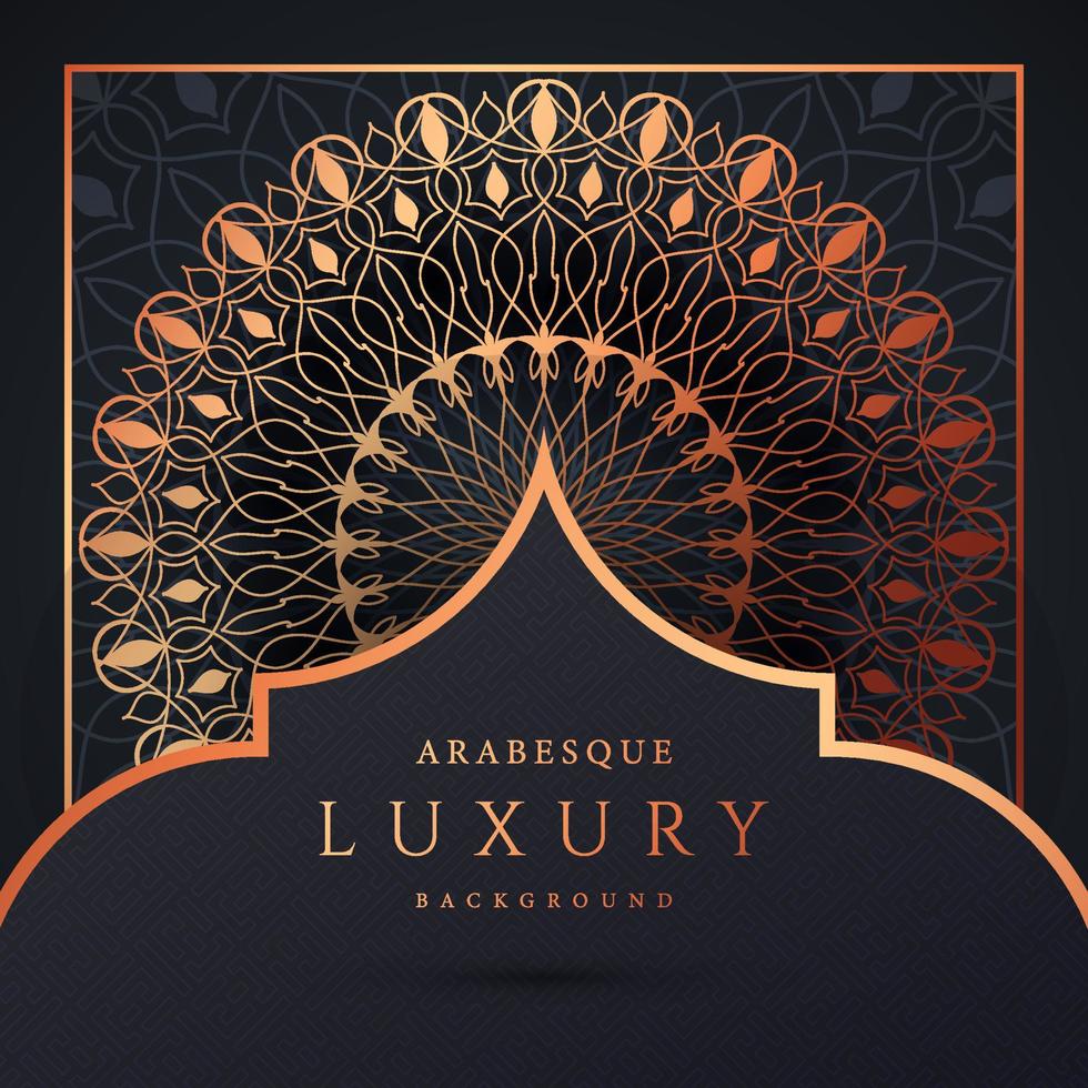 Luxus-Mandala-Hintergrund mit goldener Arabeskenmuster-Goldfarbe. Ornament elegante Einladung Hochzeitskarte, einladen, Arabeskenmuster, islamisch, Hintergrund Cover Banner Illustration Vektordesign vektor