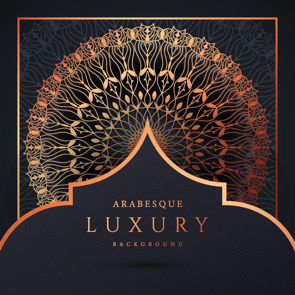 Luxus-Mandala-Hintergrund mit goldener Arabeskenmuster-Goldfarbe. Ornament elegante Einladung Hochzeitskarte, einladen, Arabeskenmuster, islamisch, Hintergrund Cover Banner Illustration Vektordesign vektor