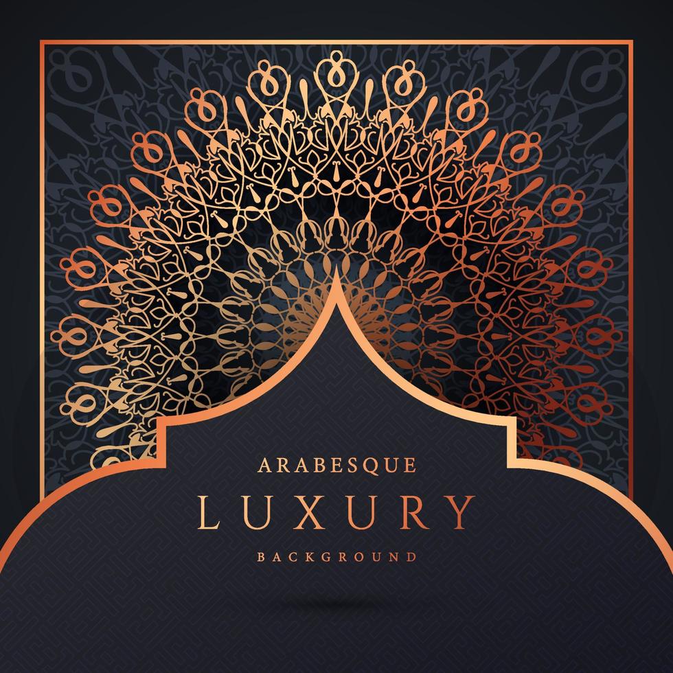 Luxus-Mandala-Hintergrund mit goldener Arabeskenmuster-Goldfarbe. Ornament elegante Einladung Hochzeitskarte, einladen, Arabeskenmuster, islamisch, Hintergrund Cover Banner Illustration Vektordesign vektor