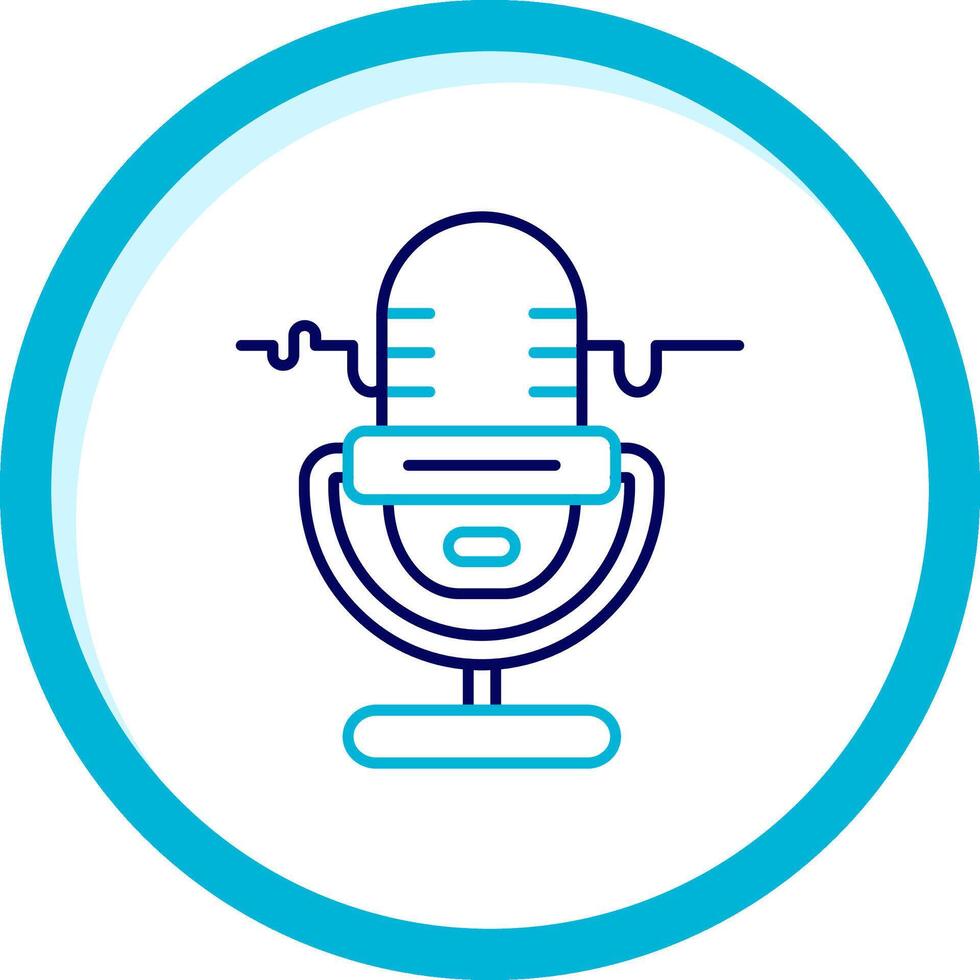 mikrofon två Färg blå cirkel ikon vektor
