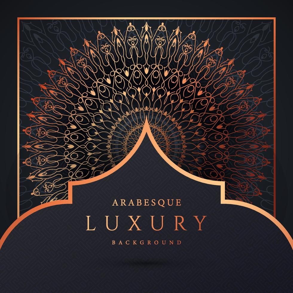 Luxus-Mandala-Hintergrund mit goldener Arabeskenmuster-Goldfarbe. Ornament elegante Einladung Hochzeitskarte, einladen, Arabeskenmuster, islamisch, Hintergrund Cover Banner Illustration Vektordesign vektor