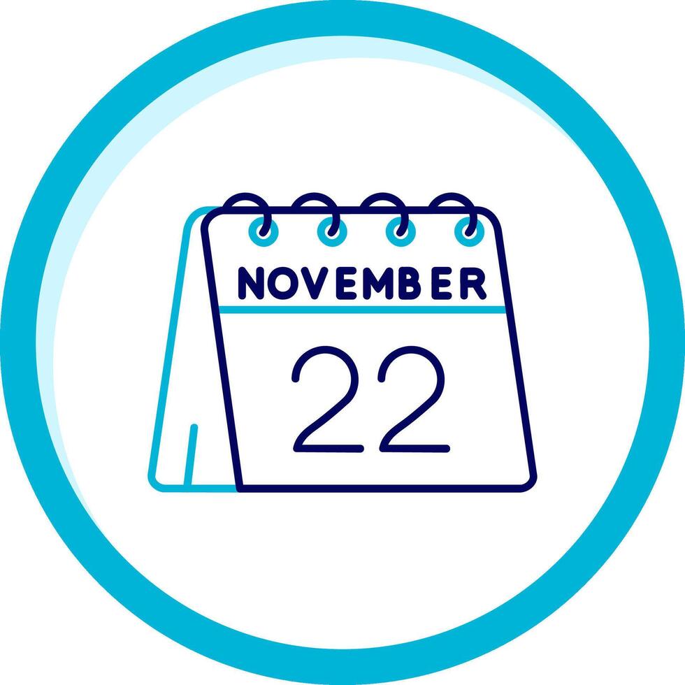 22 av november två Färg blå cirkel ikon vektor
