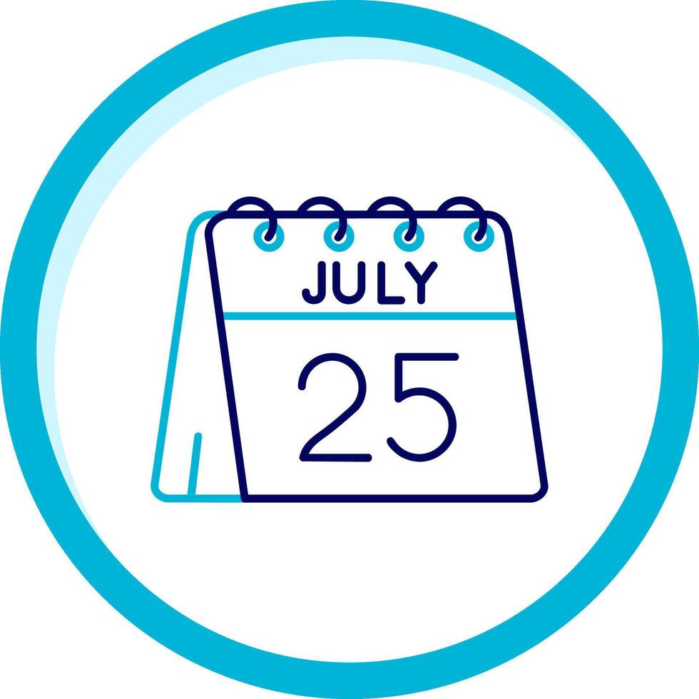 25 von Juli zwei Farbe Blau Kreis Symbol vektor