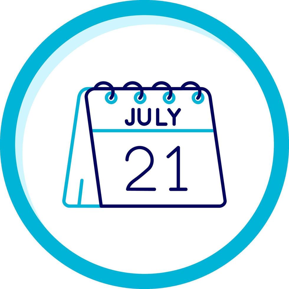 21:e av juli två Färg blå cirkel ikon vektor
