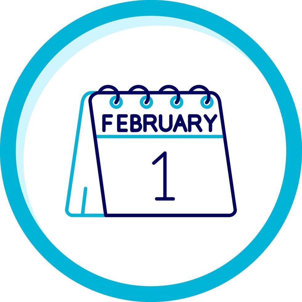 1 von Februar zwei Farbe Blau Kreis Symbol vektor