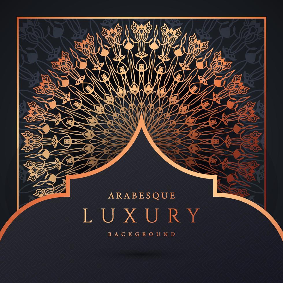 Luxus-Mandala-Hintergrund mit goldener Arabeskenmuster-Goldfarbe. Ornament elegante Einladung Hochzeitskarte, einladen, Arabeskenmuster, islamisch, Hintergrund Cover Banner Illustration Vektordesign vektor