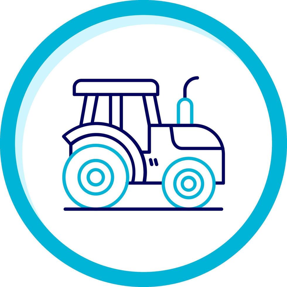traktor två Färg blå cirkel ikon vektor