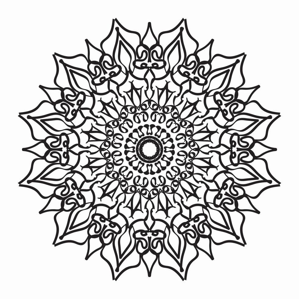 kreisförmiges Muster in Form eines Mandalas für Henna, Mehndi, Tattoos, Dekorationen. dekorative Dekoration im ethnisch-orientalischen Stil. Malbuchseite. vektor