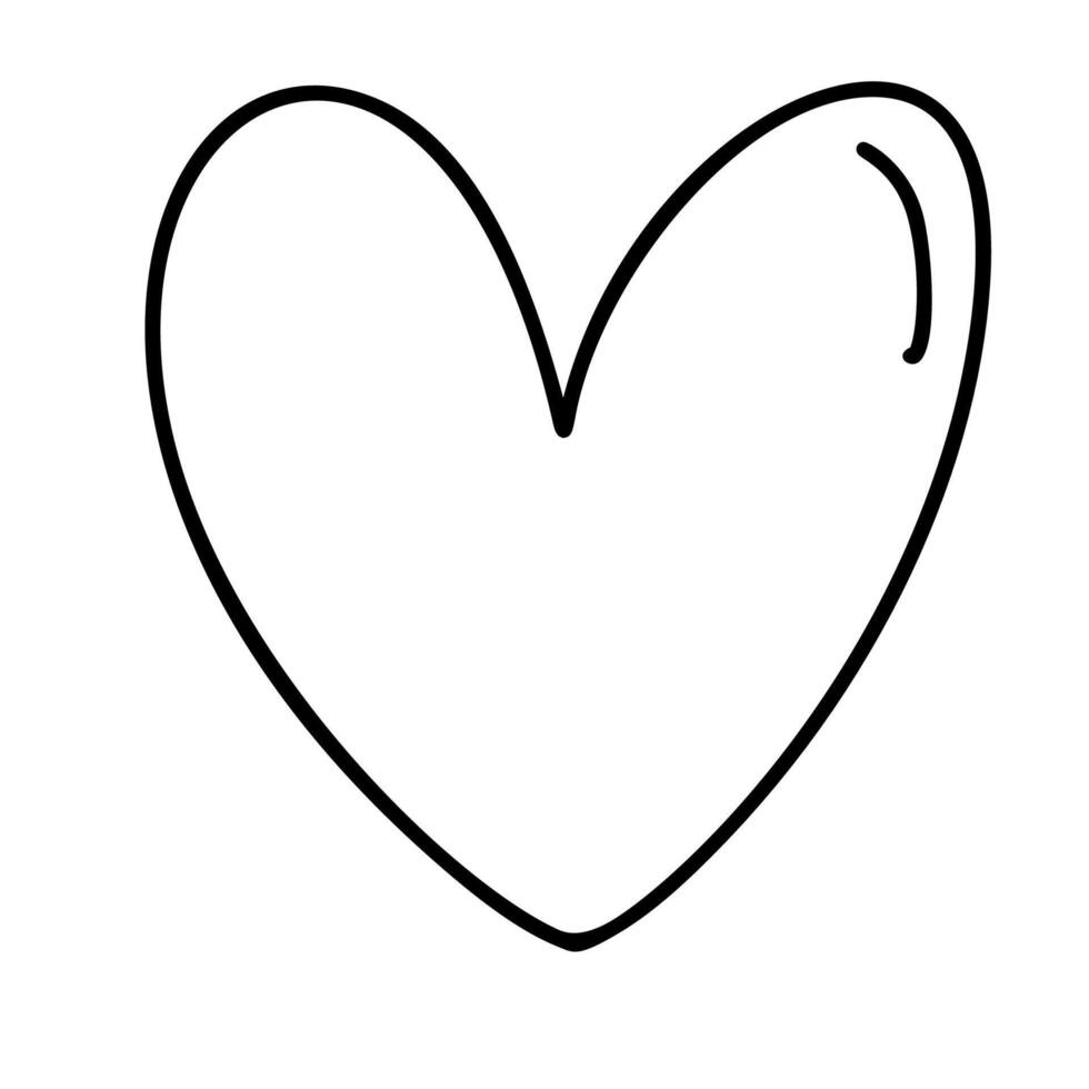 hand dragen kärlek hjärta vektor logotyp linje illustration. svart översikt. element monoline för valentine dag baner, affisch, bröllop hälsning kort