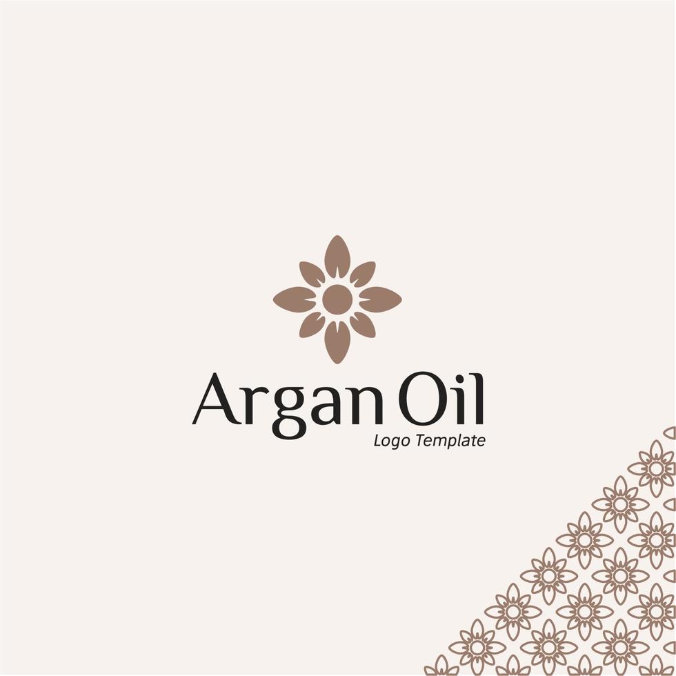 Arganöl-Logovektormuster-Verpackungsdesign-Vorlage und Emblem, Schönheit und Kosmetik, Logo im trendigen linearen Stil Arganöl-Blatt-Logo vektor