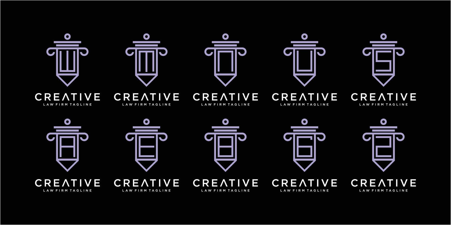 Satz kreatives Bleistift-Kanzlei-Logo-Design-Konzept vektor