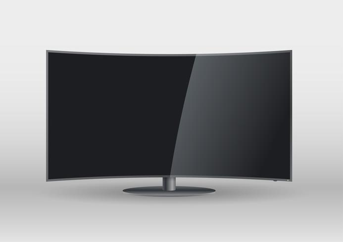 Böjd svart blank skärm smart TV vektor