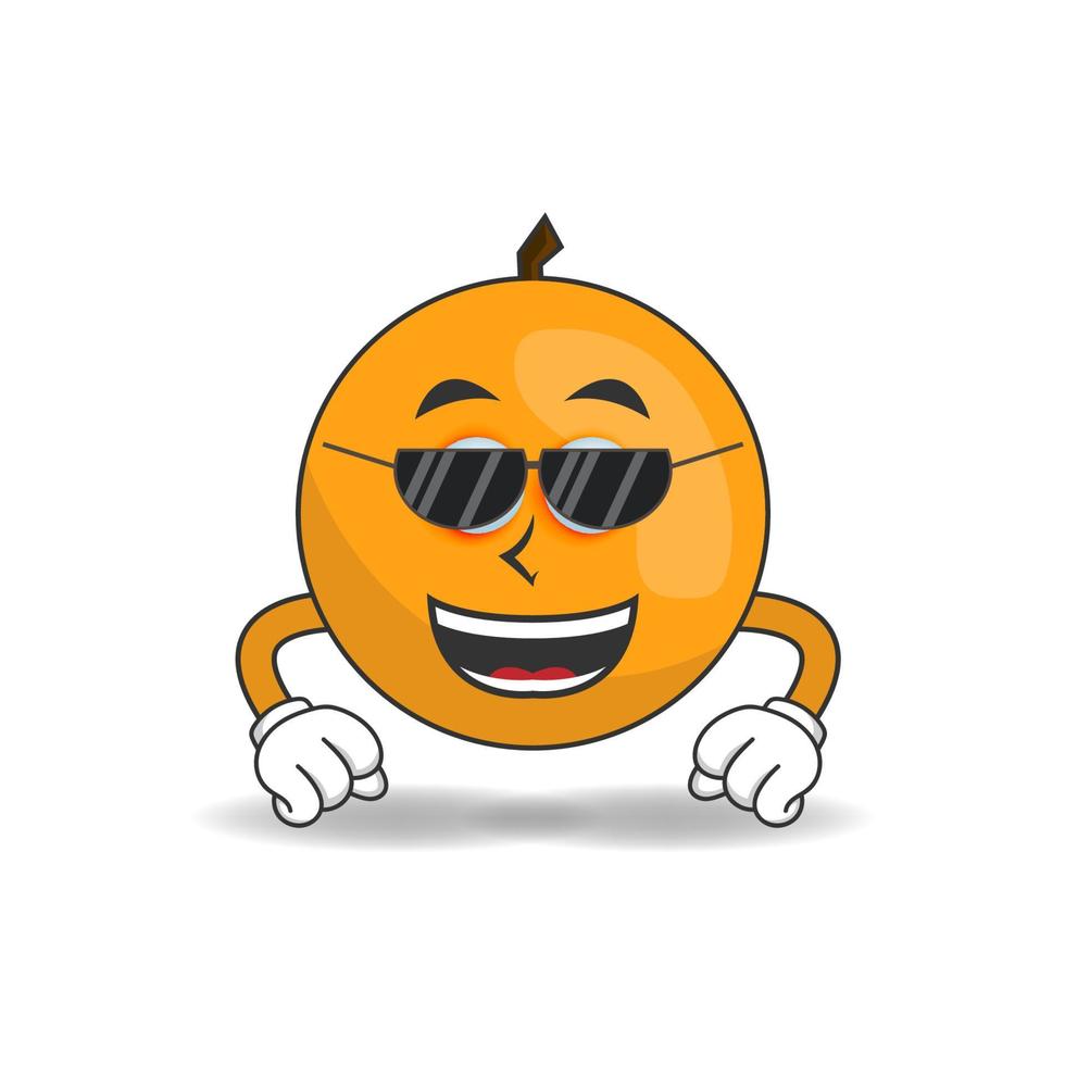 orange maskot karaktär med solglasögon. vektor illustration