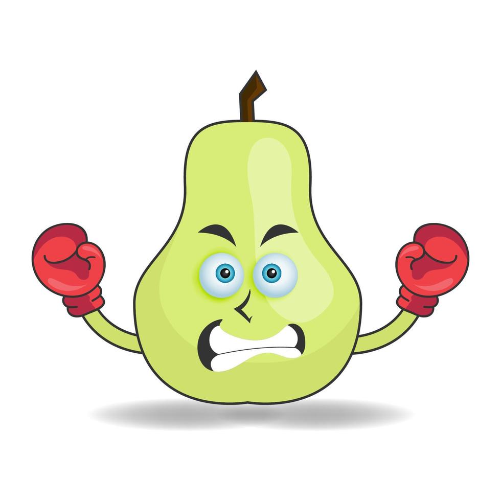 Guave-Maskottchen-Charakter mit Boxausrüstung. Vektor-Illustration vektor