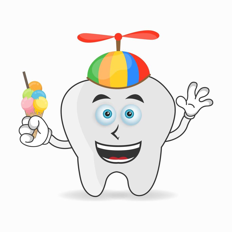 tand maskot karaktär med tand och färgglad hatt. vektor illustration