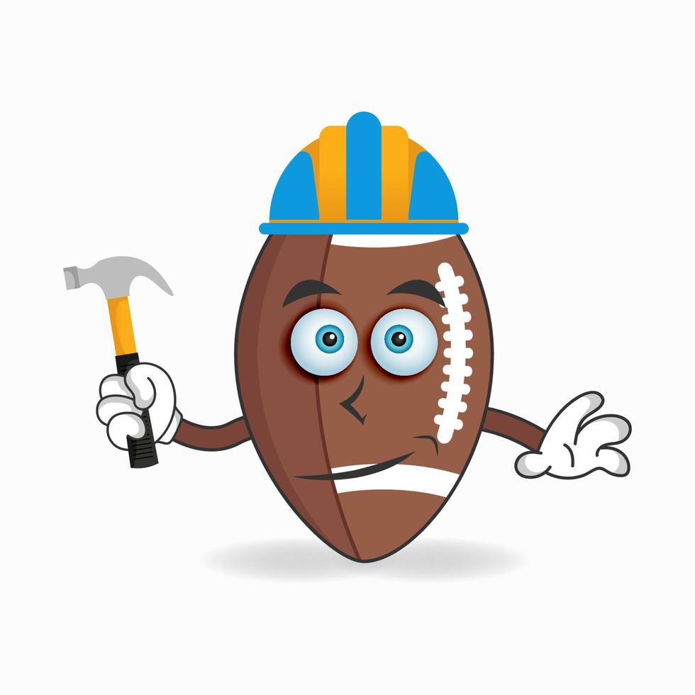 die figur des american-football-maskottchens wird zum baumeister. Vektor-Illustration vektor