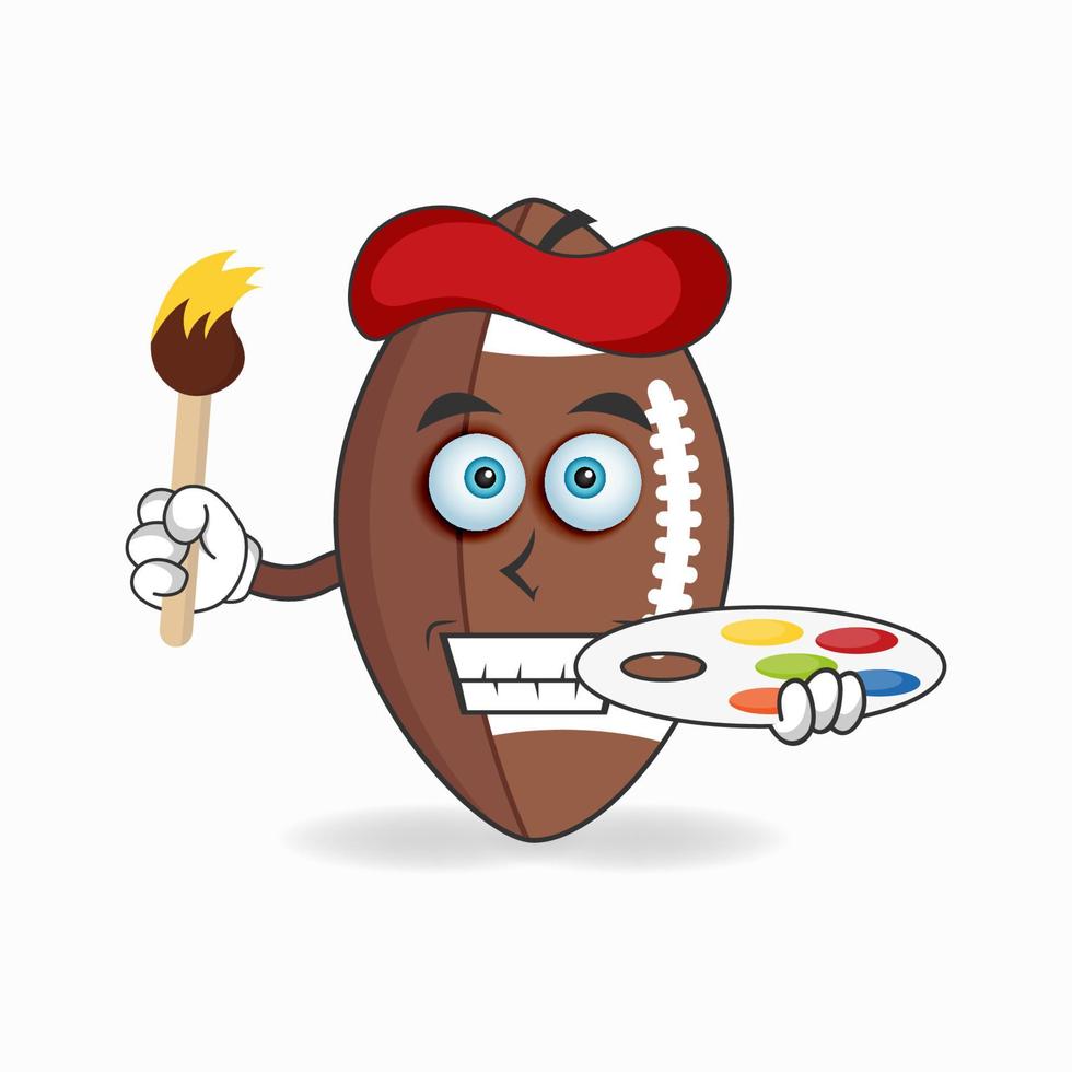 die figur des american-football-maskottchens wird zum maler. Vektor-Illustration vektor