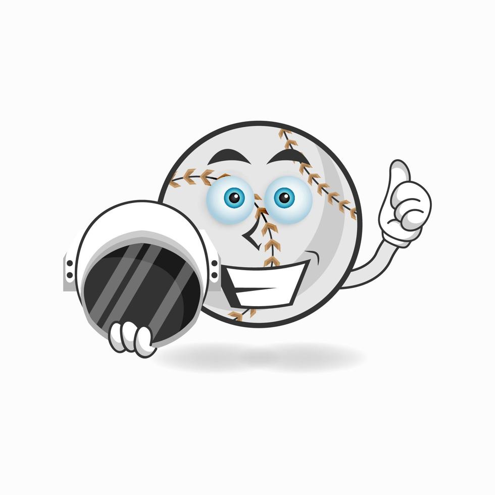 Der Baseball-Maskottchen-Charakter wird zum Astronauten. Vektor-Illustration vektor