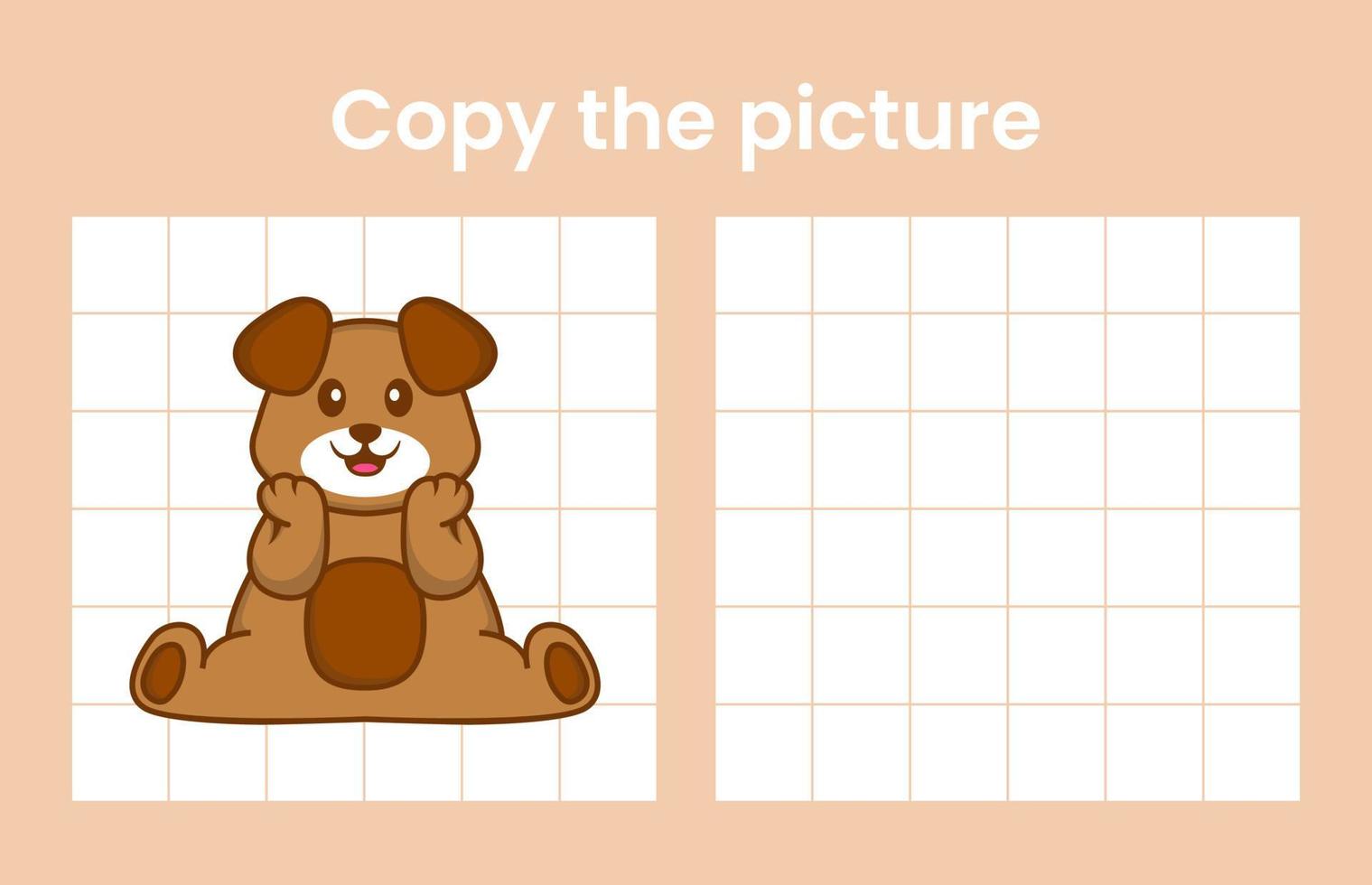 Kopieren Sie das Bild eines süßen Hundes. Lernspiel für Kinder. Cartoon-Vektor-Illustration vektor