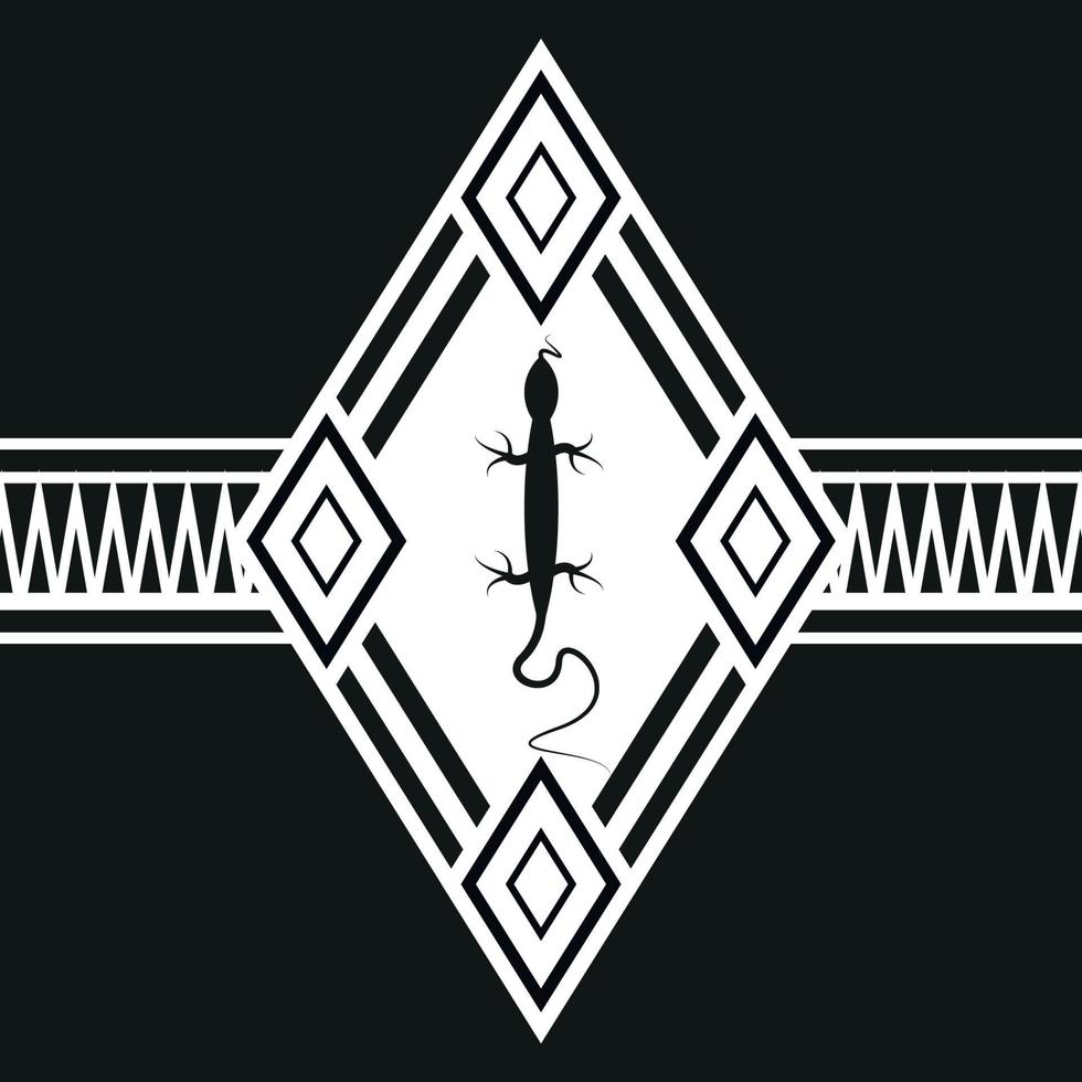 traditionell samtidskonst symbol ödla reptil stammönster vektor bakgrund