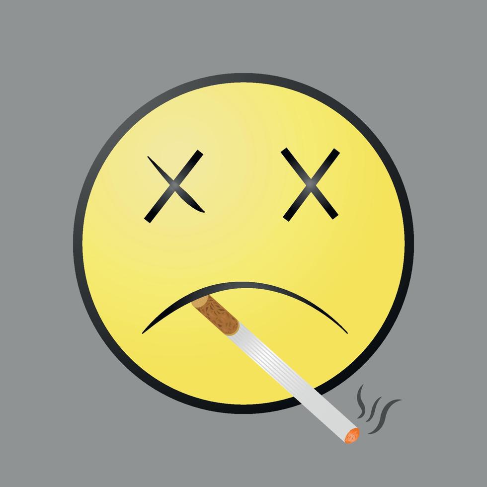rökning berusad bortkastade emoticon vektorillustration vektor