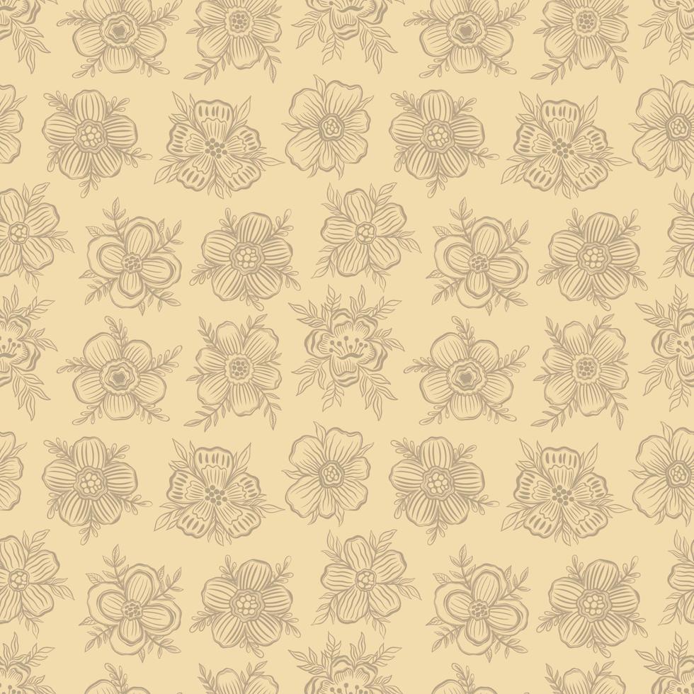 sömlösa mönster neutral blomkontur hand draw.botanical växt blomma design. vektor