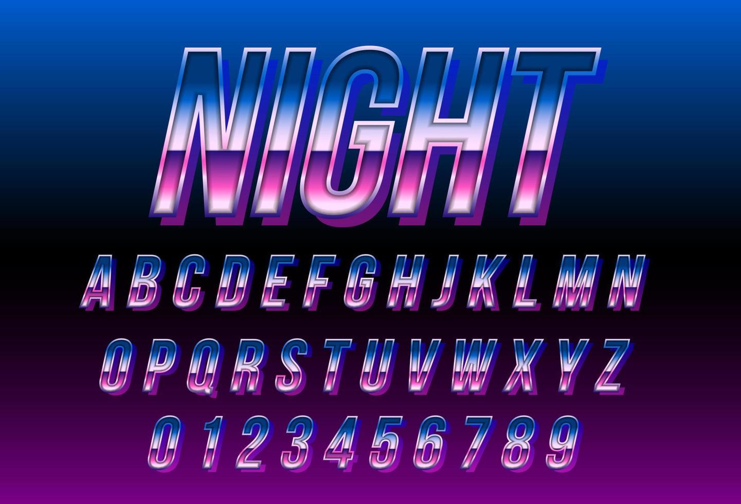 80er Jahre Retro-Futurismus-Schrift, blaumetallic und glänzender Effekt vektor